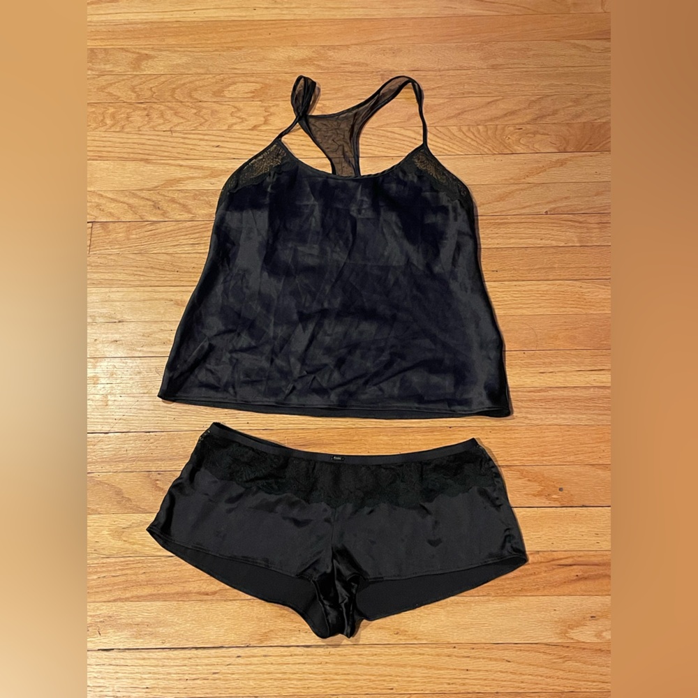 Calvin Klein Black Lace Trim Camisole and Sleep Short Set, Size M, Preloved